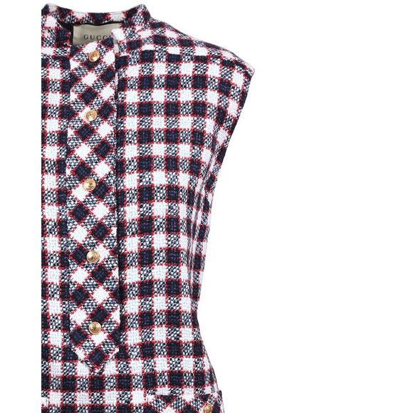 Gucci Sylvie Vichy Wool-Blend Mini Dress - Picture 3 of 4